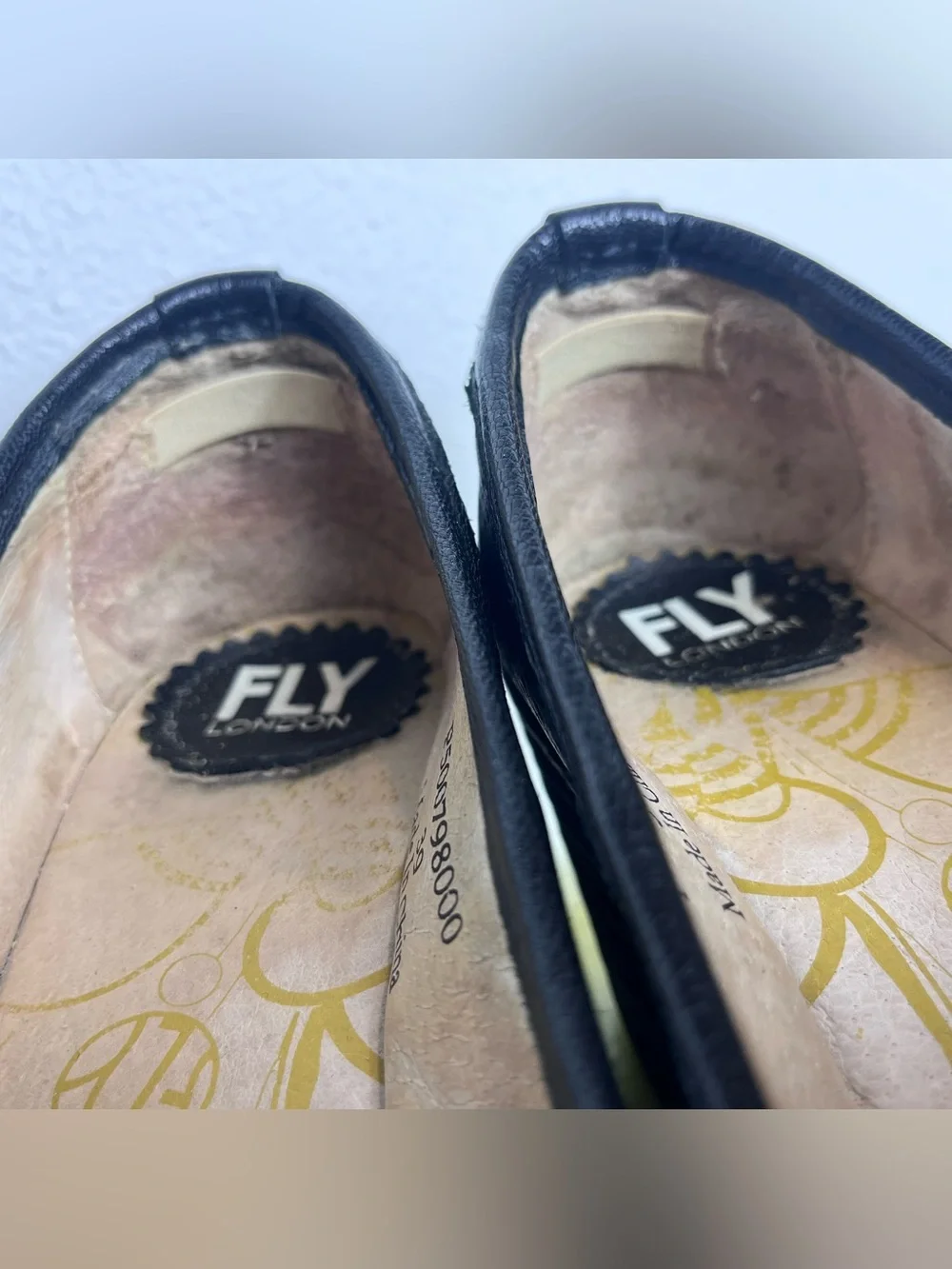 Fly London Yoza Wedge Mousse Black Leather Ballet Slip-On Shoes Pumps 39 Yuzi